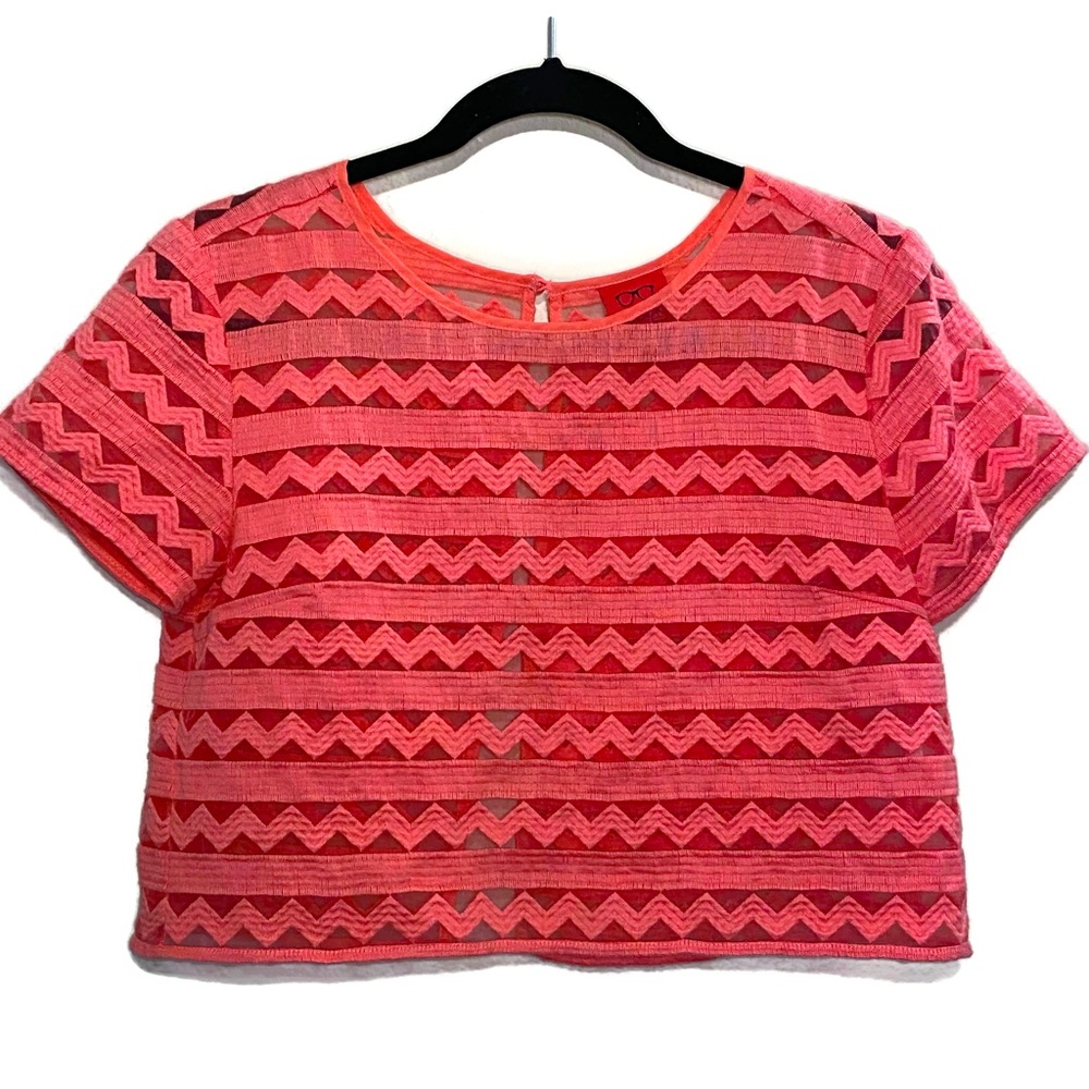 Clock House Coral Chevron Shear Crop Top